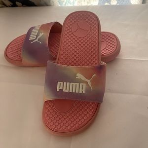 Puma Rainbow purple pink slides sandals women size 7